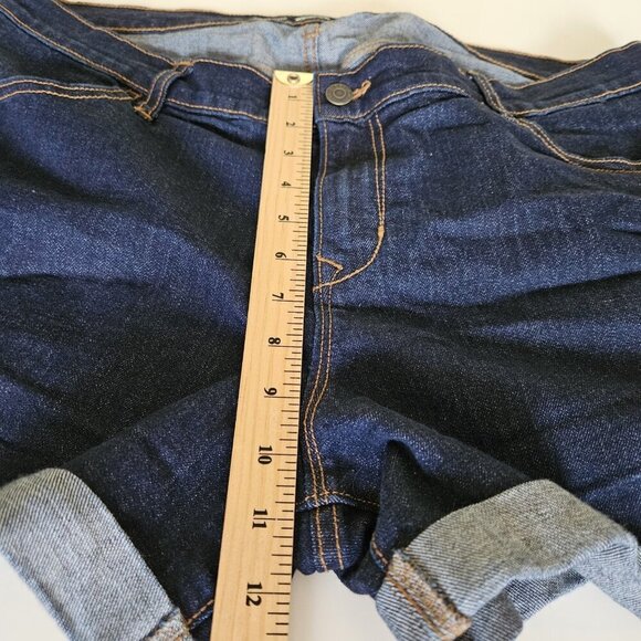 Old Navy Shorts Women 16 Navy Blue Cotton Roll Hem Stretch Beach Hippie Cottage - Picture 6 of 15